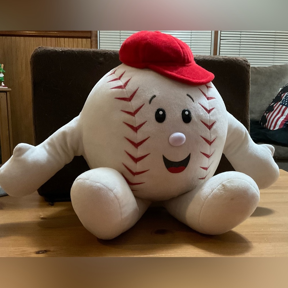 Build a Bear Workshop limited edition white stuffed baseball with removable cap.